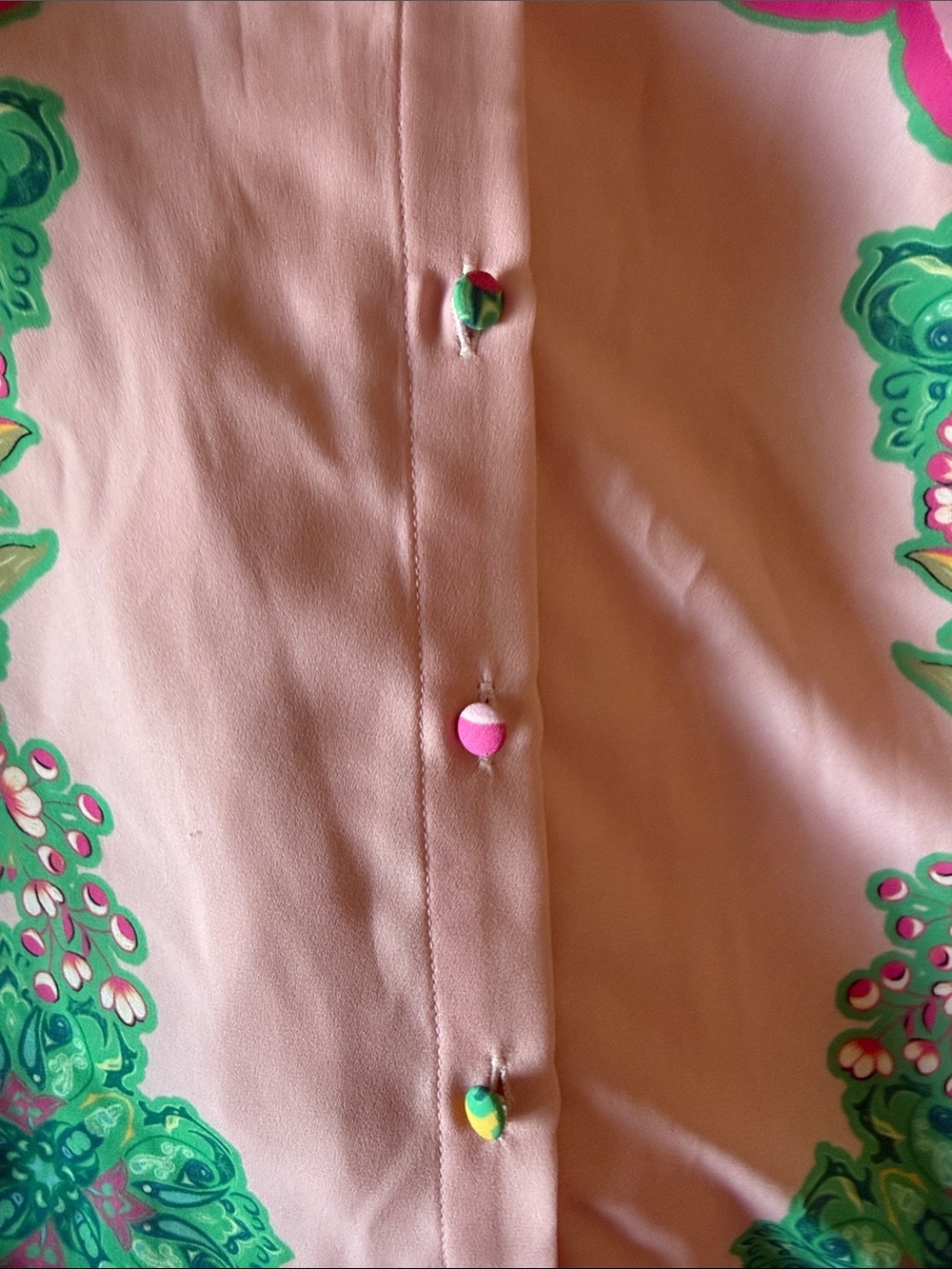 Tahari Light Peach Floral Button-Front Top - Picture 3 of 3